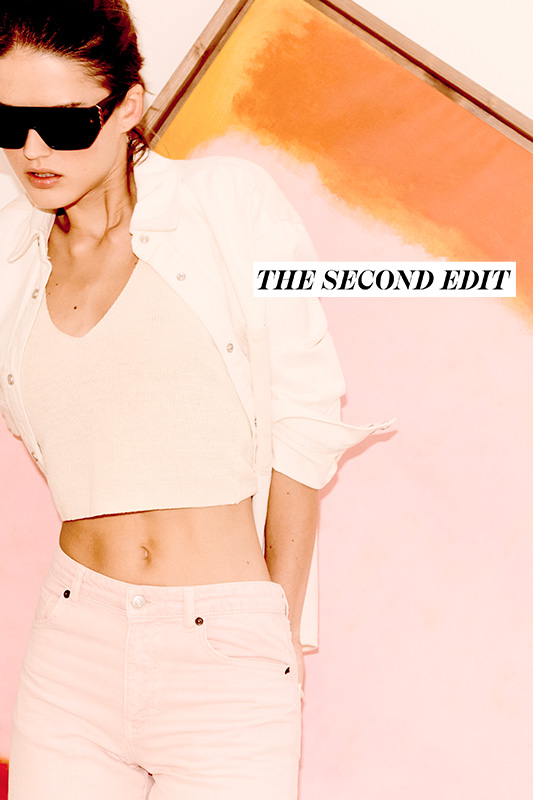 the second edit: a woman wearing a white outfit and sunglasses